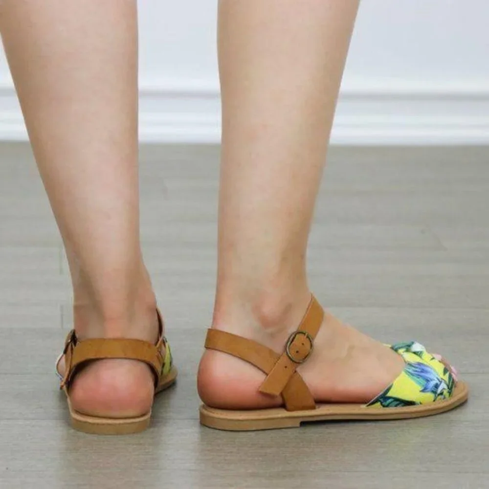 Cute Floral Ankle Brace Flat Sandals - Picture 4 of 7